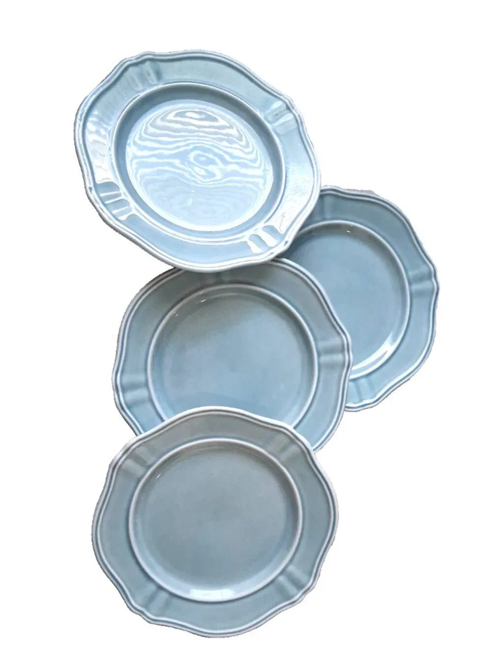 Set of FOUR Threshold Scalloped WELLSBRIDGE AQUA Salad Plate 8 1/4